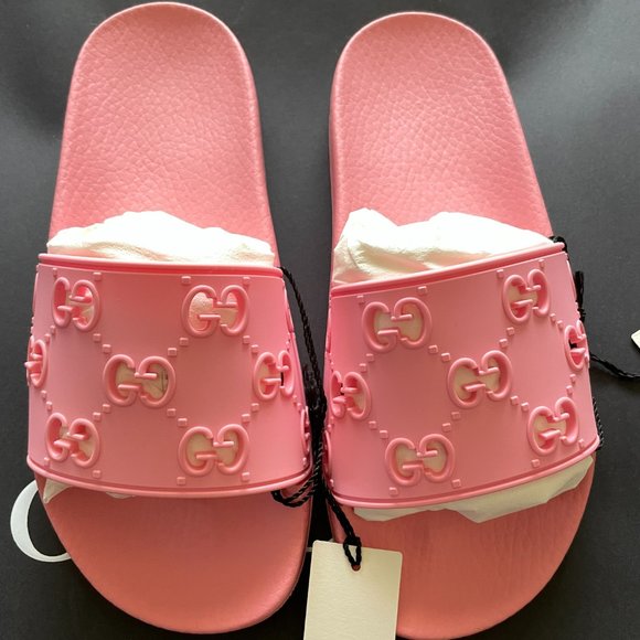Gucci GG pattern rubber sandals women's Pink 573922 size36 US6 - Picture 2 of 9